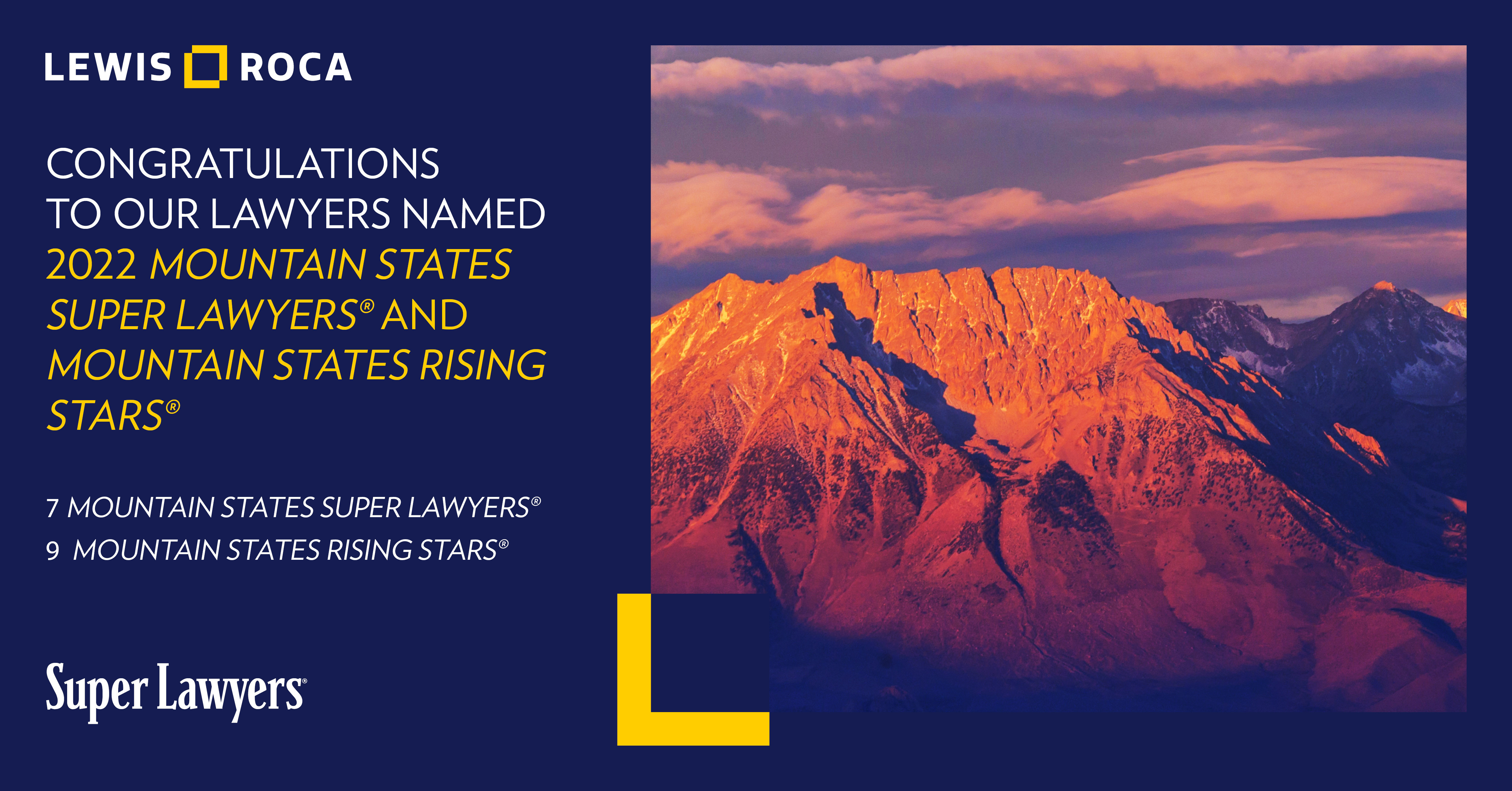 Lewis Roca Announces 16 Lawyers Named 2022 Mountain States Super